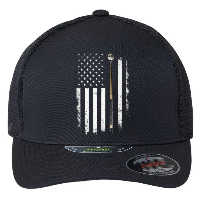 Billiards Pool Player Table Usa Us American Flag Flexfit Unipanel Trucker Cap