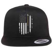 Billiards Pool Player Table Usa Us American Flag Flat Bill Trucker Hat