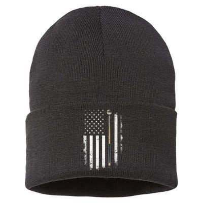 Billiards Pool Player Table Usa Us American Flag Sustainable Knit Beanie