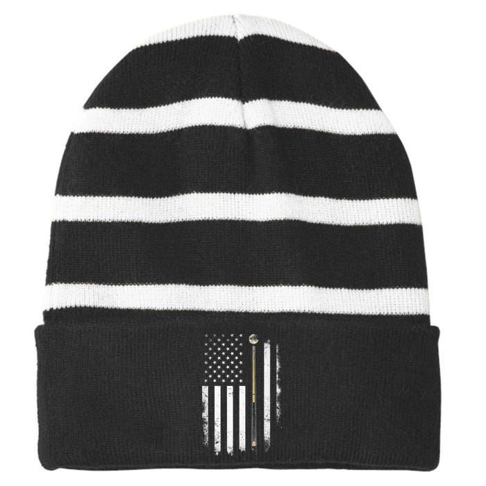 Billiards Pool Player Table Usa Us American Flag Striped Beanie with Solid Band