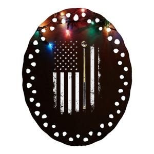 Billiards Pool Player Table Usa Us American Flag Ceramic Oval Ornament