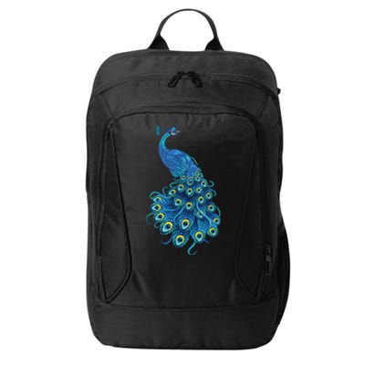 Blue Peacock Print Teal Feathers Bird Lover Gifts City Backpack