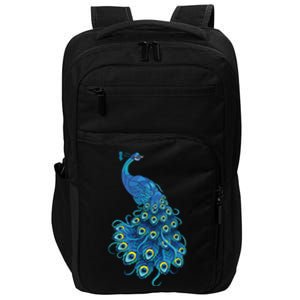 Blue Peacock Print Teal Feathers Bird Lover Gifts Impact Tech Backpack