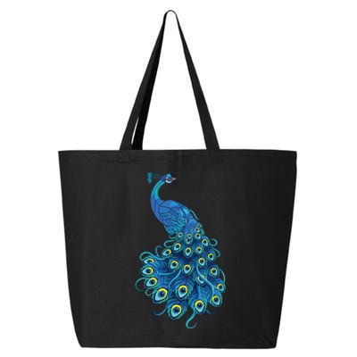 Blue Peacock Print Teal Feathers Bird Lover Gifts 25L Jumbo Tote