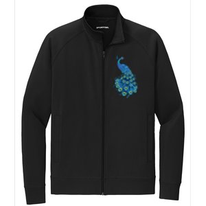 Blue Peacock Print Teal Feathers Bird Lover Gifts Stretch Full-Zip Cadet Jacket