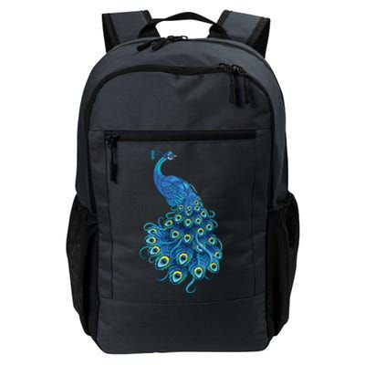 Blue Peacock Print Teal Feathers Bird Lover Gifts Daily Commute Backpack