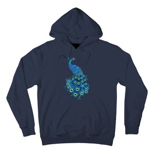 Blue Peacock Print Teal Feathers Bird Lover Gifts Hoodie