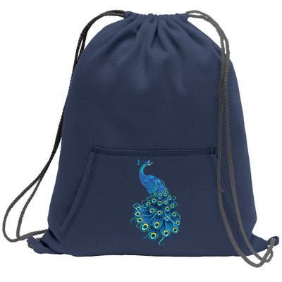 Blue Peacock Print Teal Feathers Bird Lover Gifts Sweatshirt Cinch Pack Bag