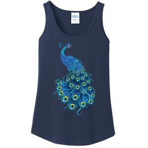 Blue Peacock Print Teal Feathers Bird Lover Gifts Ladies Essential Tank