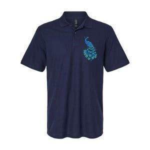 Blue Peacock Print Teal Feathers Bird Lover Gifts Softstyle Adult Sport Polo