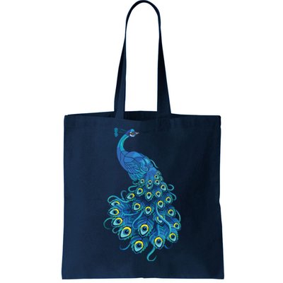 Blue Peacock Print Teal Feathers Bird Lover Gifts Tote Bag