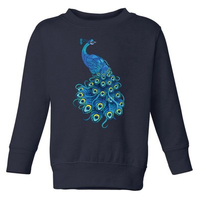 Blue Peacock Print Teal Feathers Bird Lover Gifts Toddler Sweatshirt