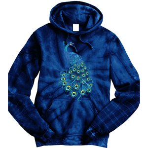 Blue Peacock Print Teal Feathers Bird Lover Gifts Tie Dye Hoodie