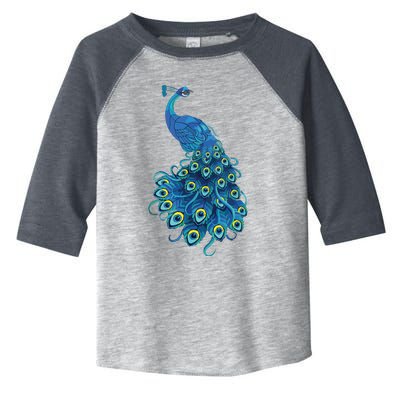 Blue Peacock Print Teal Feathers Bird Lover Gifts Toddler Fine Jersey T-Shirt