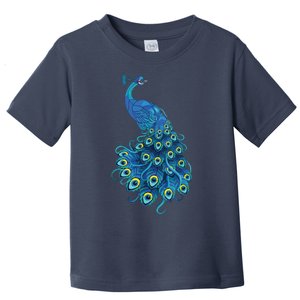 Blue Peacock Print Teal Feathers Bird Lover Gifts Toddler T-Shirt