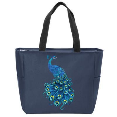 Blue Peacock Print Teal Feathers Bird Lover Gifts Zip Tote Bag