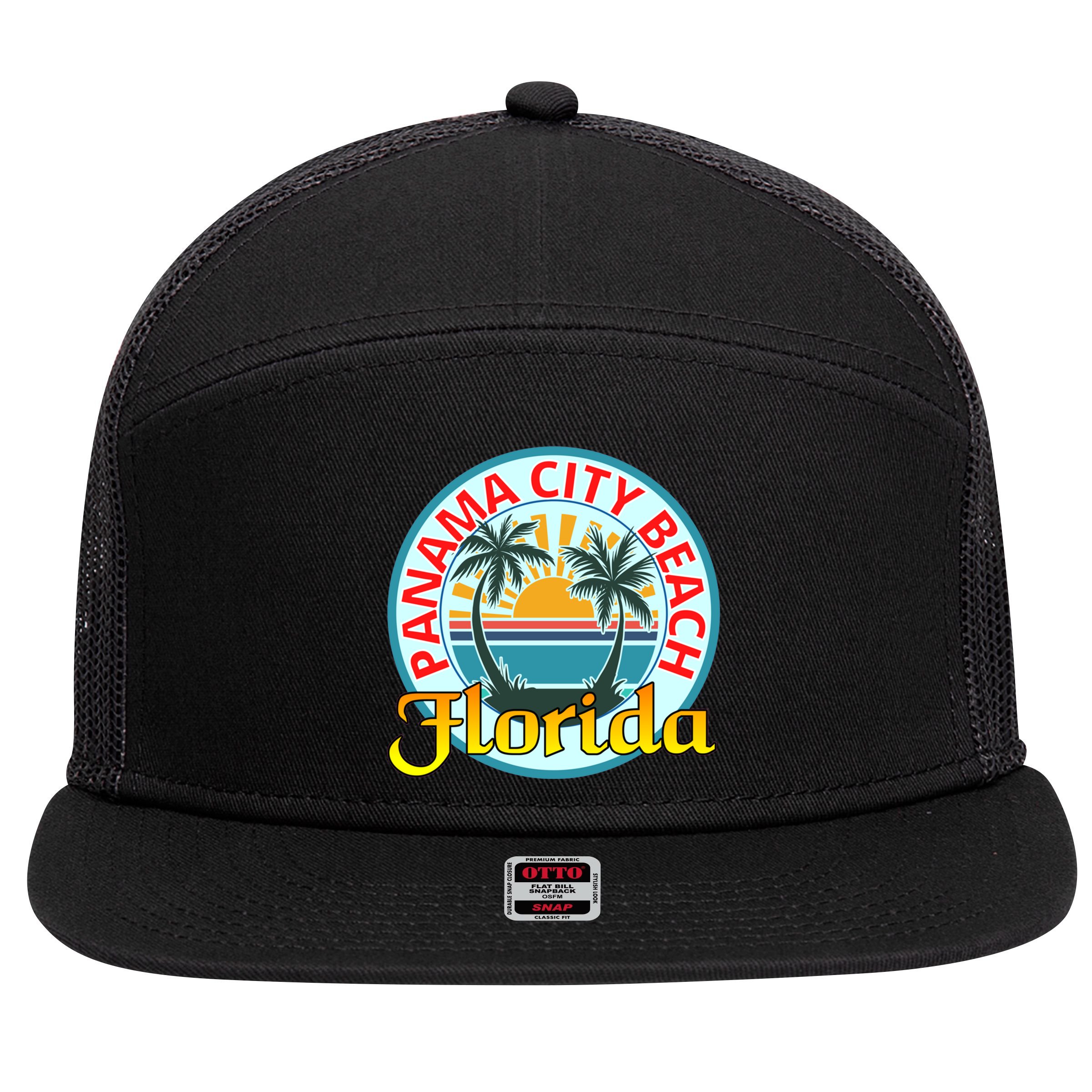 Beach Please Panama City Beach Florida Beach Spring Break Gift 7 Panel Mesh Trucker Snapback Hat