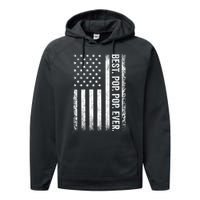 Best Pop Pop Ever Vintage American Flag Fathers Day Gift Dad Performance Fleece Hoodie