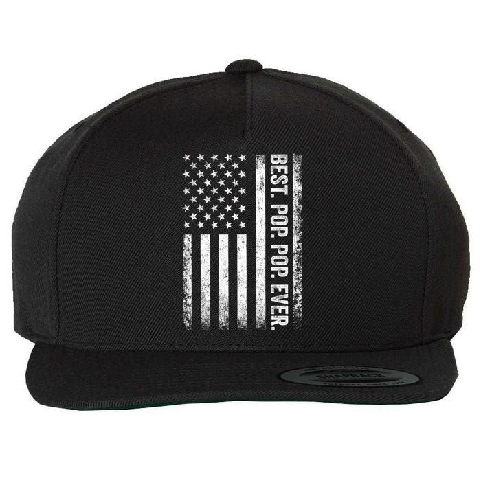 Best Pop Pop Ever Vintage American Flag Fathers Day Gift Dad Wool Snapback Cap