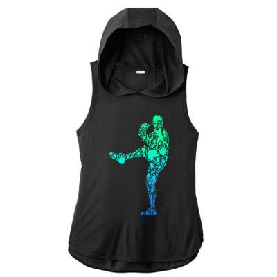 Baseball Pitcher Player Ladies PosiCharge Tri-Blend Wicking Draft Hoodie Tank