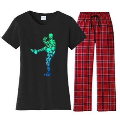 Baseball Pitcher Player Women's Flannel Pajama Set