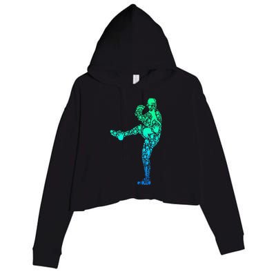 Baseball Pitcher Player Crop Fleece Hoodie