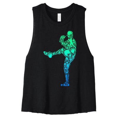 Baseball Pitcher Player Women's Racerback Cropped Tank