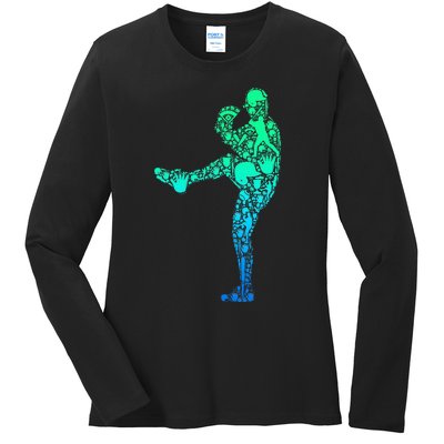 Baseball Pitcher Player Ladies Long Sleeve Shirt