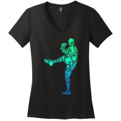 Baseball Pitcher Player Women's V-Neck T-Shirt