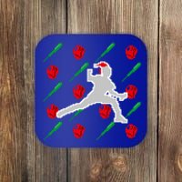 Baseball Pitcher Pixel Art Christmas Gaming Xmas Gamer Pj Gift Coaster