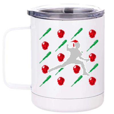 Baseball Pitcher Pixel Art Christmas Gaming Xmas Gamer Pj Gift 12 oz Stainless Steel Tumbler Cup