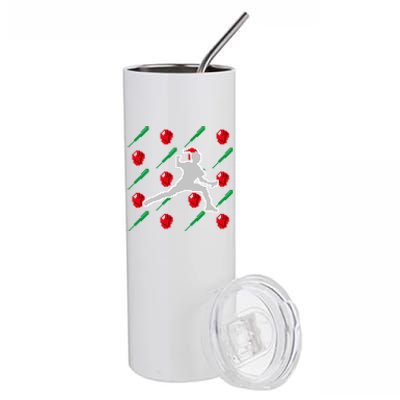 Baseball Pitcher Pixel Art Christmas Gaming Xmas Gamer Pj Gift Stainless Steel Tumbler