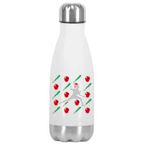 Baseball Pitcher Pixel Art Christmas Gaming Xmas Gamer Pj Gift Stainless Steel Insulated Water Bottle