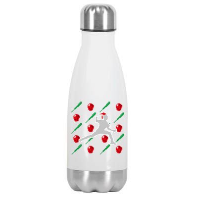 Baseball Pitcher Pixel Art Christmas Gaming Xmas Gamer Pj Gift Stainless Steel Insulated Water Bottle