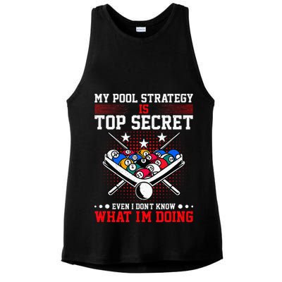 Billiard Pool Player My Strategy Is Top Secret Ladies PosiCharge Tri-Blend Wicking Tank