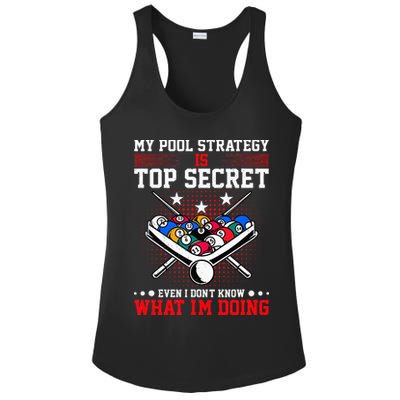 Billiard Pool Player My Strategy Is Top Secret Ladies PosiCharge Competitor Racerback Tank