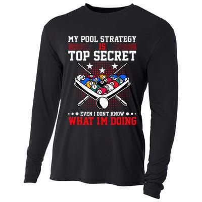 Billiard Pool Player My Strategy Is Top Secret Cooling Performance Long Sleeve Crew