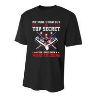 Billiard Pool Player My Strategy Is Top Secret Youth Performance Sprint T-Shirt