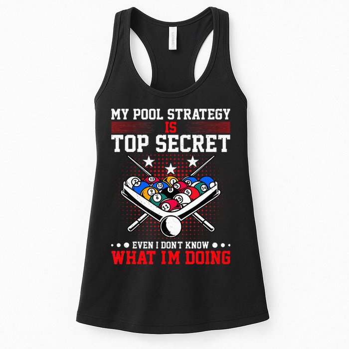 Billiard Pool Player My Strategy Is Top Secret Womens Tank Top