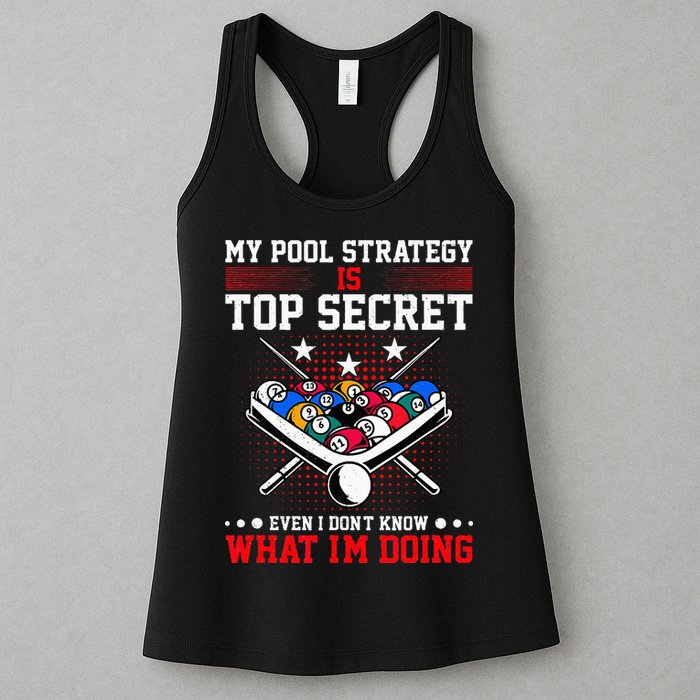 Billiard Pool Player My Strategy Is Top Secret Womens Tank Top