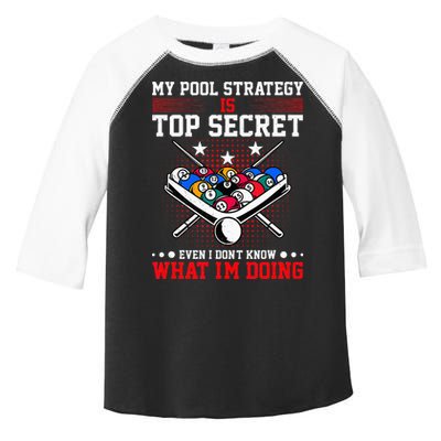 Billiard Pool Player My Strategy Is Top Secret Toddler Fine Jersey T-Shirt