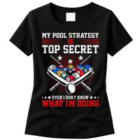 Billiard Pool Player My Strategy Is Top Secret Womens T-Shirt