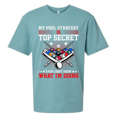 Billiard Pool Player My Strategy Is Top Secret Sueded Cloud Jersey T-Shirt