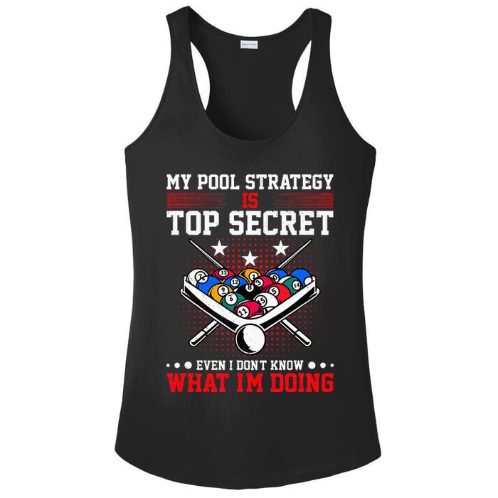 Billiard Pool Player My Strategy Is Top Secret Ladies PosiCharge Competitor Racerback Tank