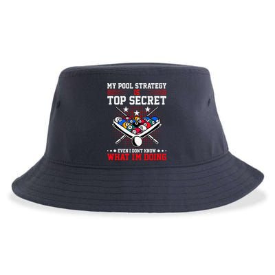 Billiard Pool Player My Strategy Is Top Secret Sustainable Bucket Hat