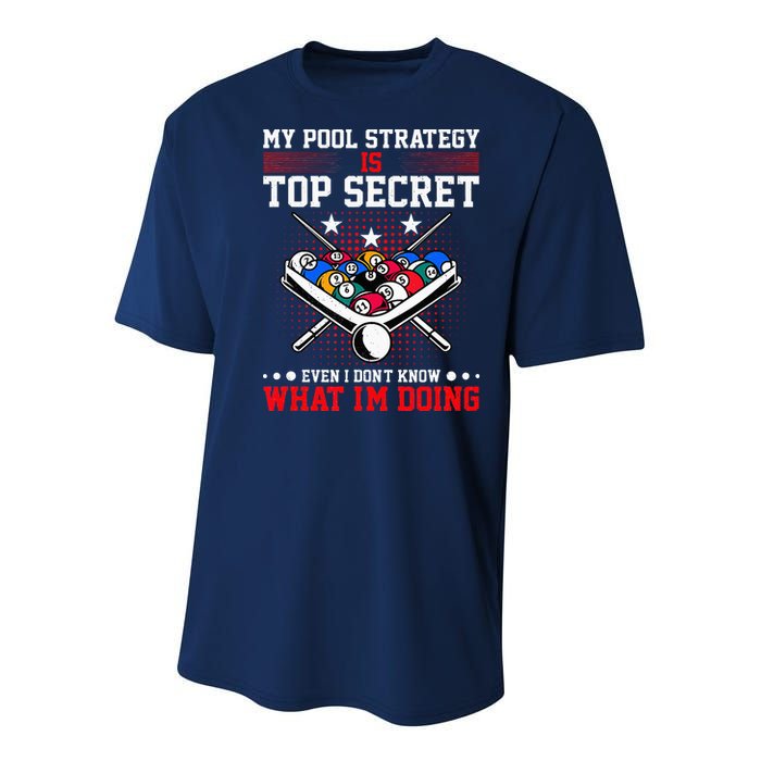 Billiard Pool Player My Strategy Is Top Secret Youth Performance Sprint T-Shirt
