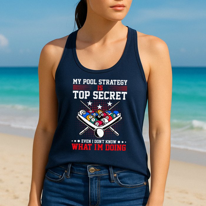 Billiard Pool Player My Strategy Is Top Secret Womens Tank Top