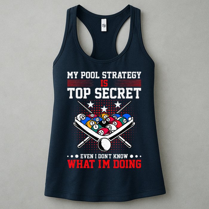 Billiard Pool Player My Strategy Is Top Secret Womens Tank Top