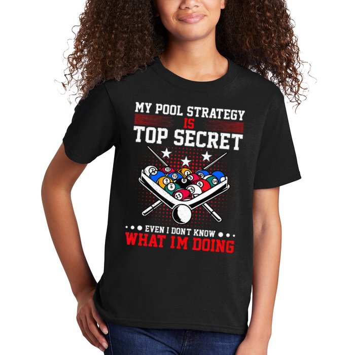 Billiard Pool Player My Strategy Is Top Secret Kids T-Shirt