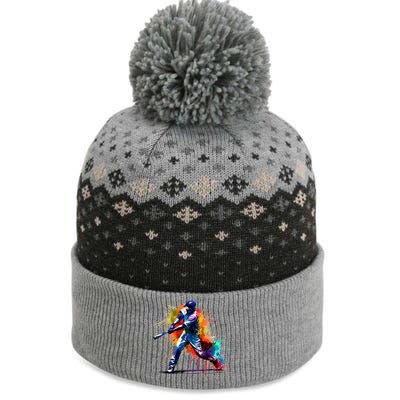 Baseball Player Paint Splash The Baniff Cuffed Pom Beanie